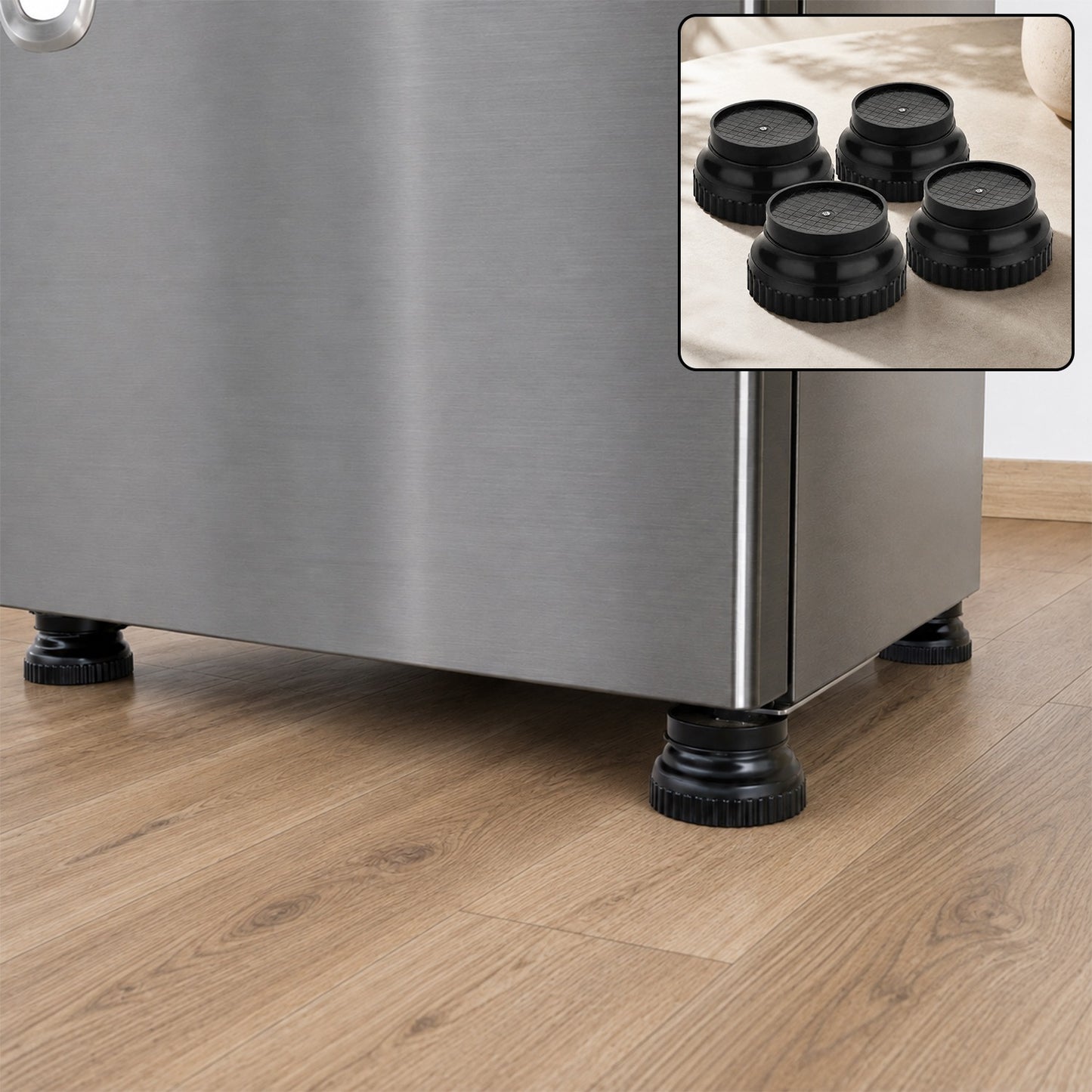 Fridge Stand Support Legs Round Plastic Base for Single Double Door (4 Pc)