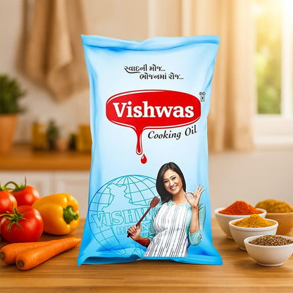 Vishwas Palm Oil Jar & Pouch | Refined Palm Oil 100% Pure Palmolin Cooking Oil