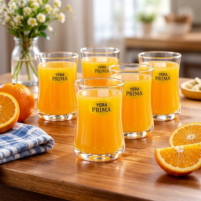 Yera Prima Radiance Zest Curved Glass Tumbler Set for Water and Juice (6 Pc)