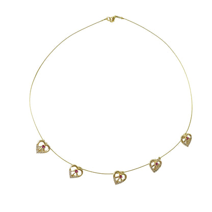 Love Drop Heart Necklace Elegant Ruby Heart Pendant Necklace for Women