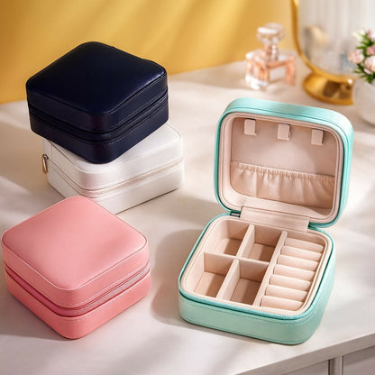 Portable Travel Jewelry Box for Women | Cream Organizer with Compartments
