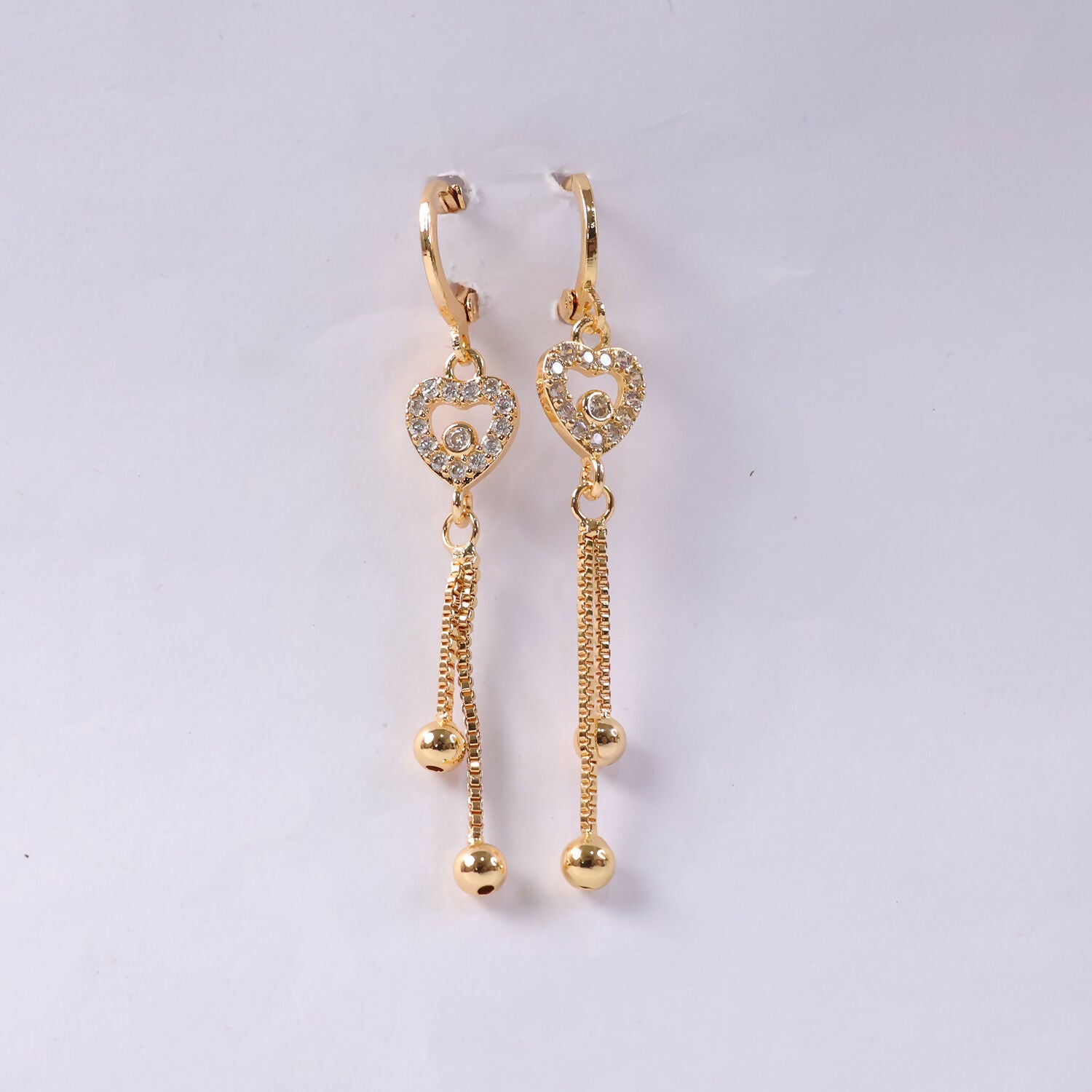 Rose Gold-Tone Crystal Heart Tassel Drop Earrings for Women