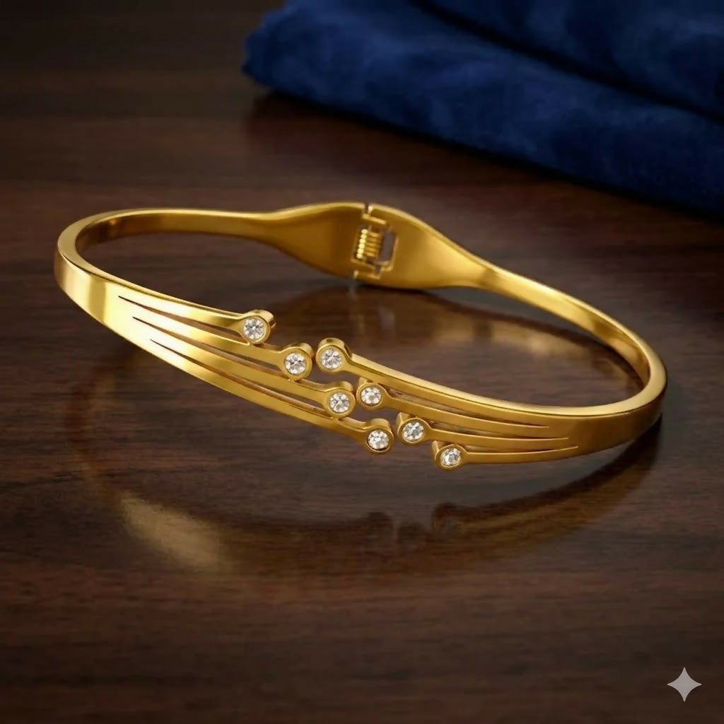 Eternal Bloom Botanical Kada Bracelet front view
