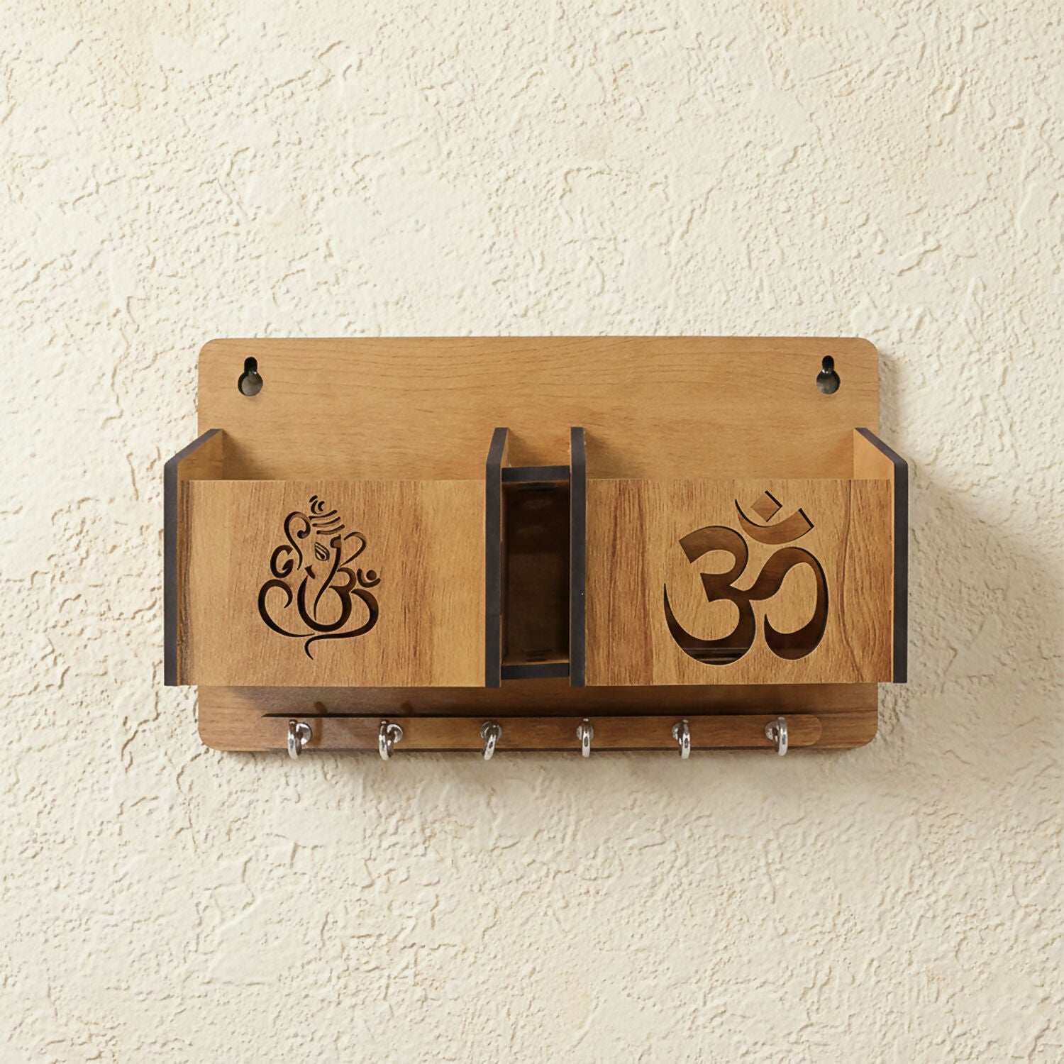 Wooden Wall Mounted Key Holder with Mobile Stand