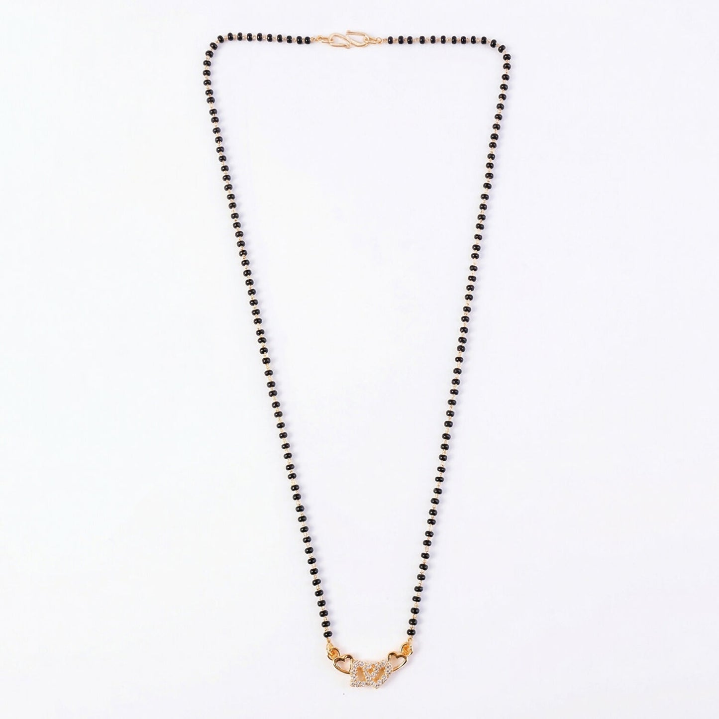 Double Heart Design Mangalsutra Necklace with Crystal Detailing 1 Pc