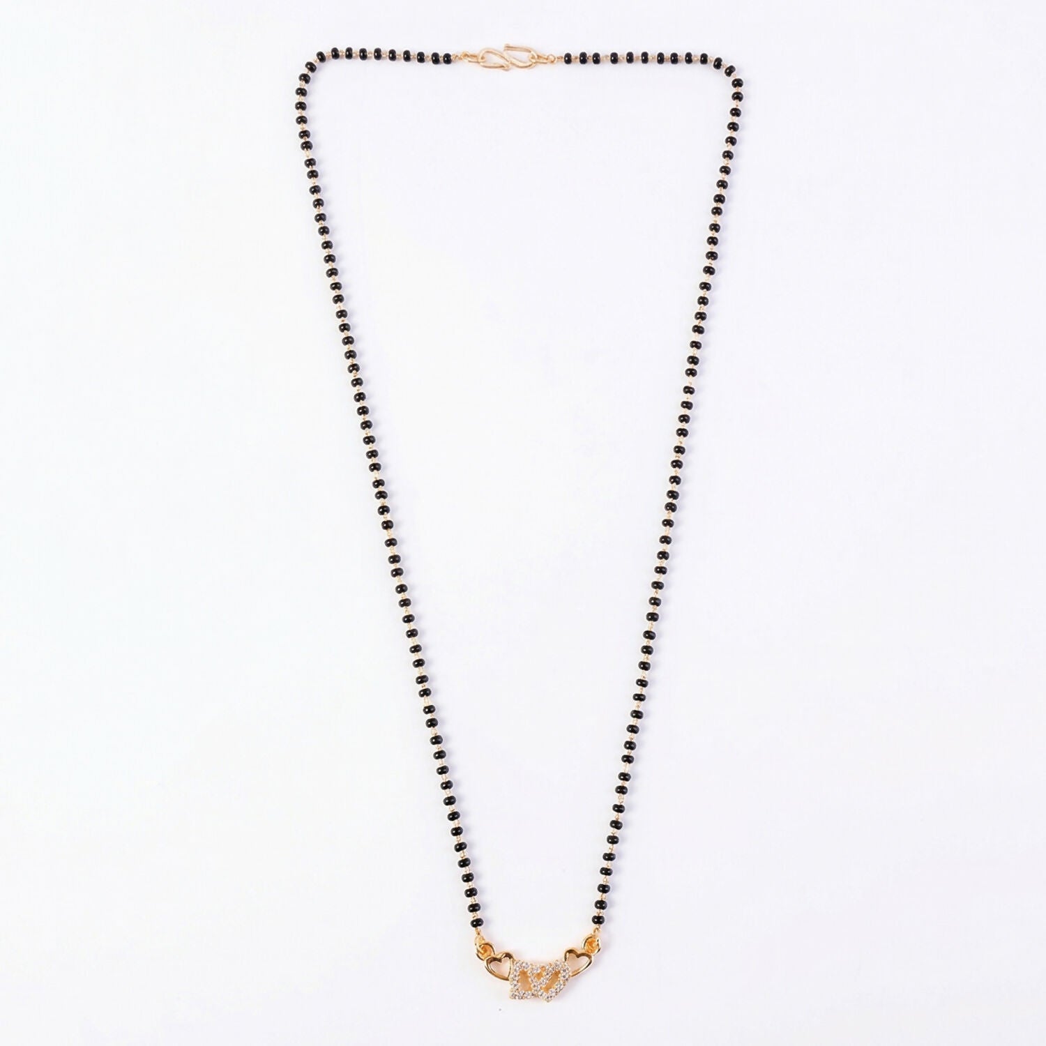 Double Heart Design Mangalsutra Necklace with Crystal Detailing 1 Pc