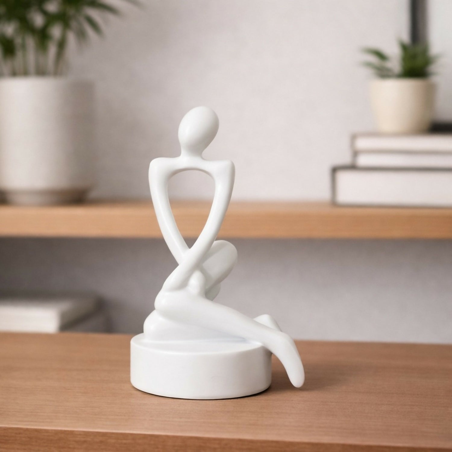 Abstract Sitting Man Sculpture Modern White Showpiece for Home Decor