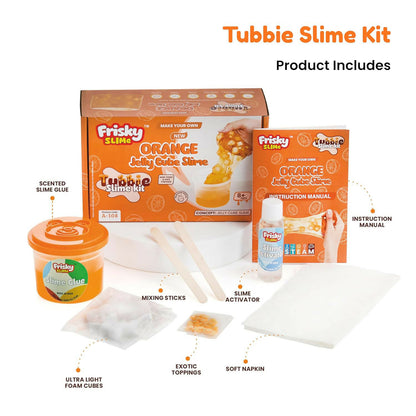 Orange Jelly Cube Slime Making Kit for Kids – DIY Tubbie Slime Kit with Activator