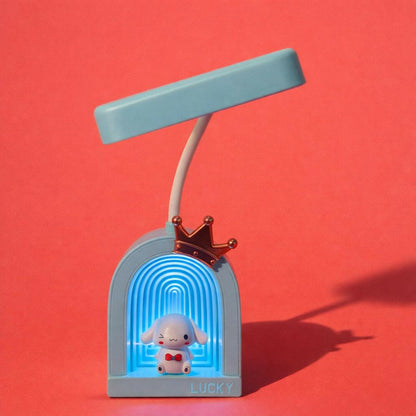 Cute Blue Lucky Cartoon LED Desk Lamp for Kids with Adjustable Neck Light