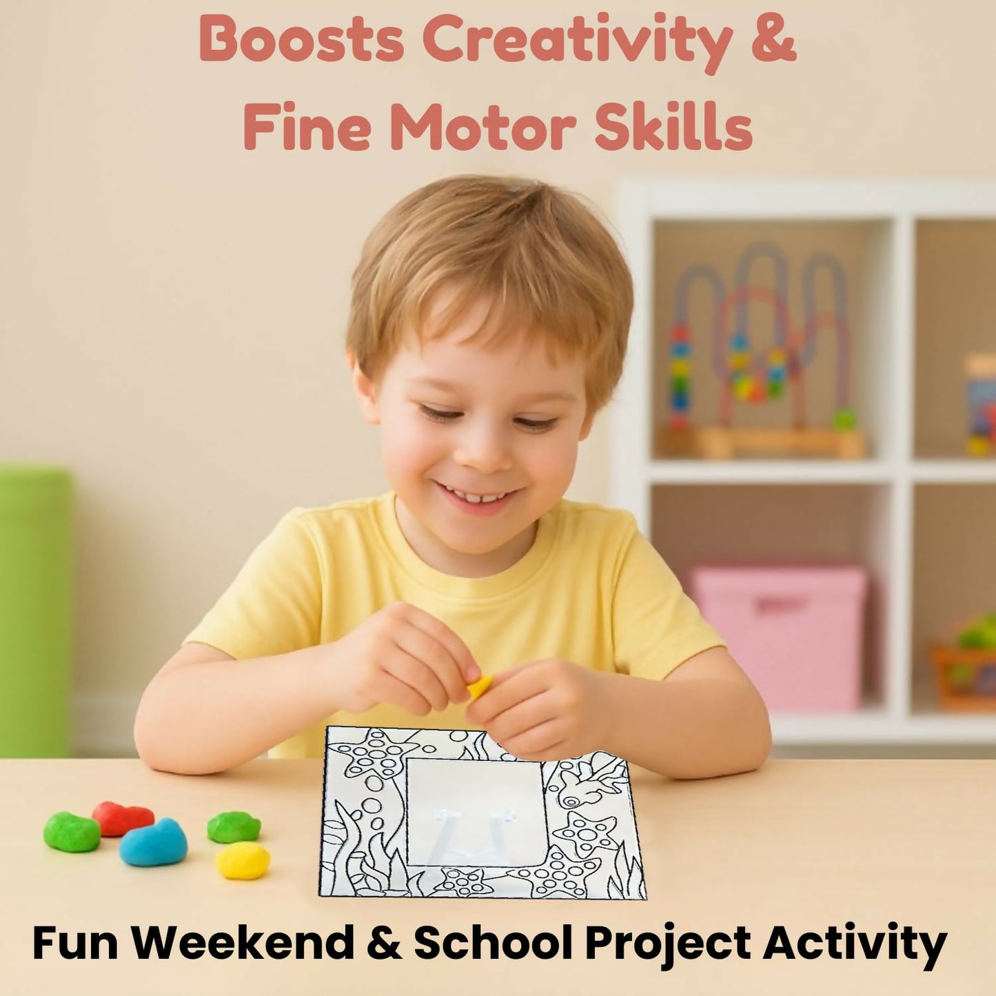 NARA Fancy Frame Foam Clay Art Kit Mix Design – DIY Photo Frame Craft Set for Kids Creative Activity (1 Pc)