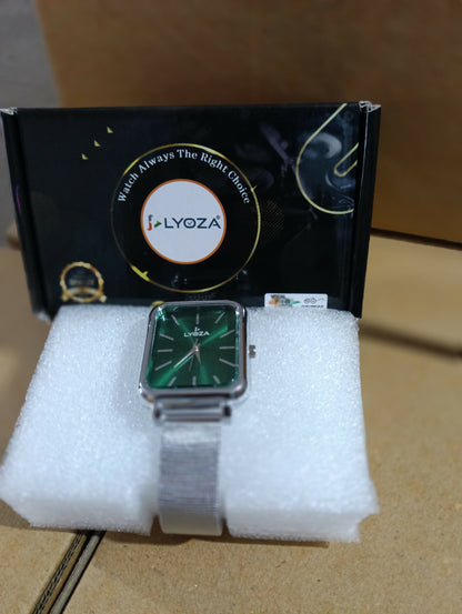 Analog Watch with Bright Blue Dial and Navy Silicone Strap