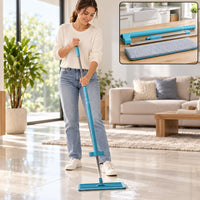 Flat Floor Mop for Women with Long Handle and Microfiber Pad (1 Pc)