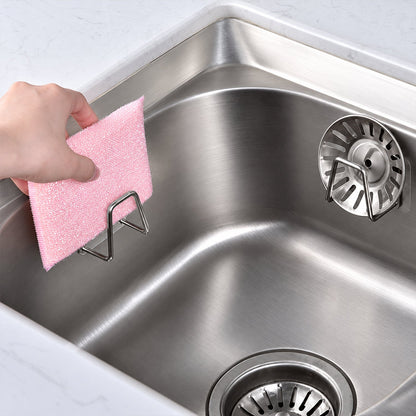 Self Adhesive Steel Sink Sponge Holder Hooks for Kitchen Scrubbers (2 Pc)