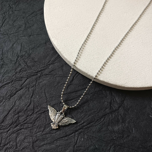 Silver-Plated Eagle Bird Pendant Chain for Men Stylish Statement Necklace