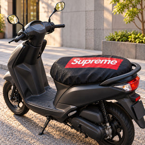 Scooter Seat Cover with Red Lettering Print, Elastic Edge and Strap (1 Pc)