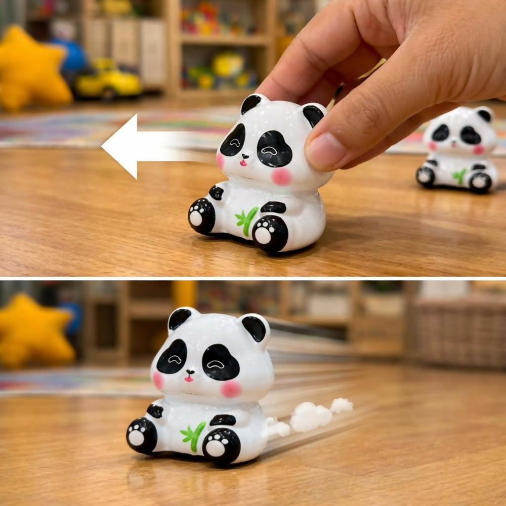 Cute Panda Pull Back Toy Car for Kids Fun Mini Cartoon Toy