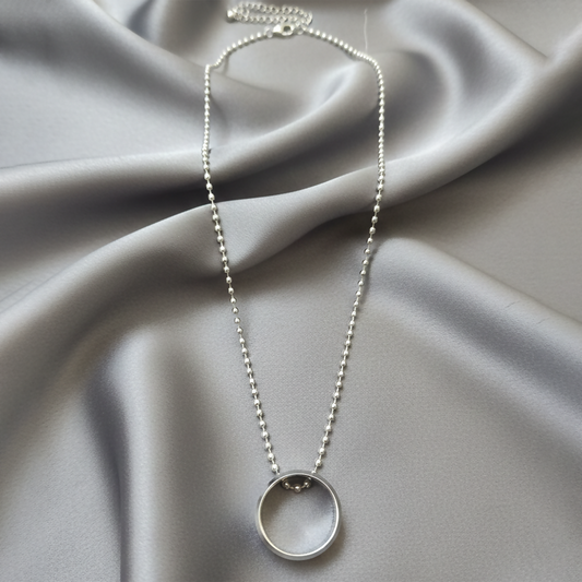 Elegant Small Silver Round Shape Pendant Necklace for Men