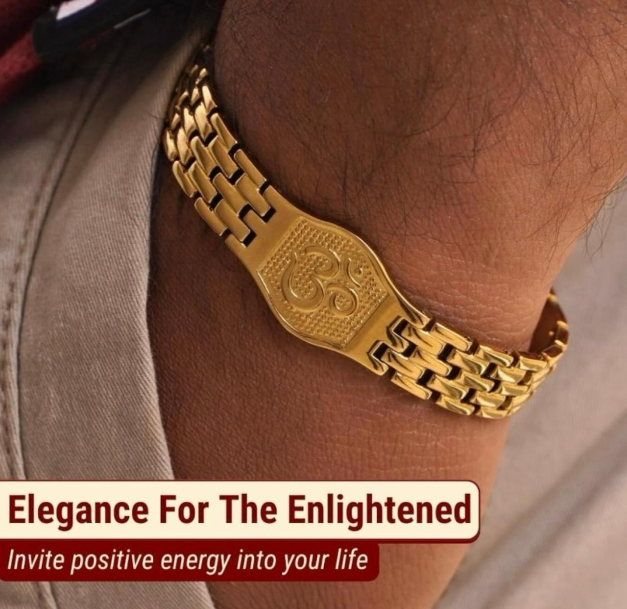 Om Premium Gold Brass Plated Bracelet | Spiritual Jewellery for Men &amp; Women