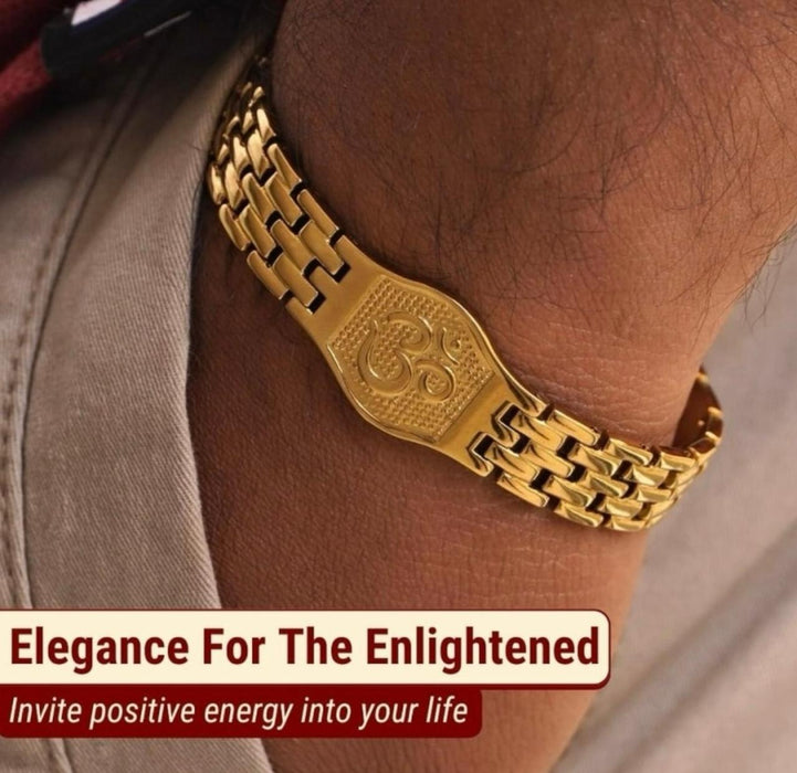 Om Premium Gold Brass Plated Bracelet | Spiritual Jewellery for Men &amp; Women