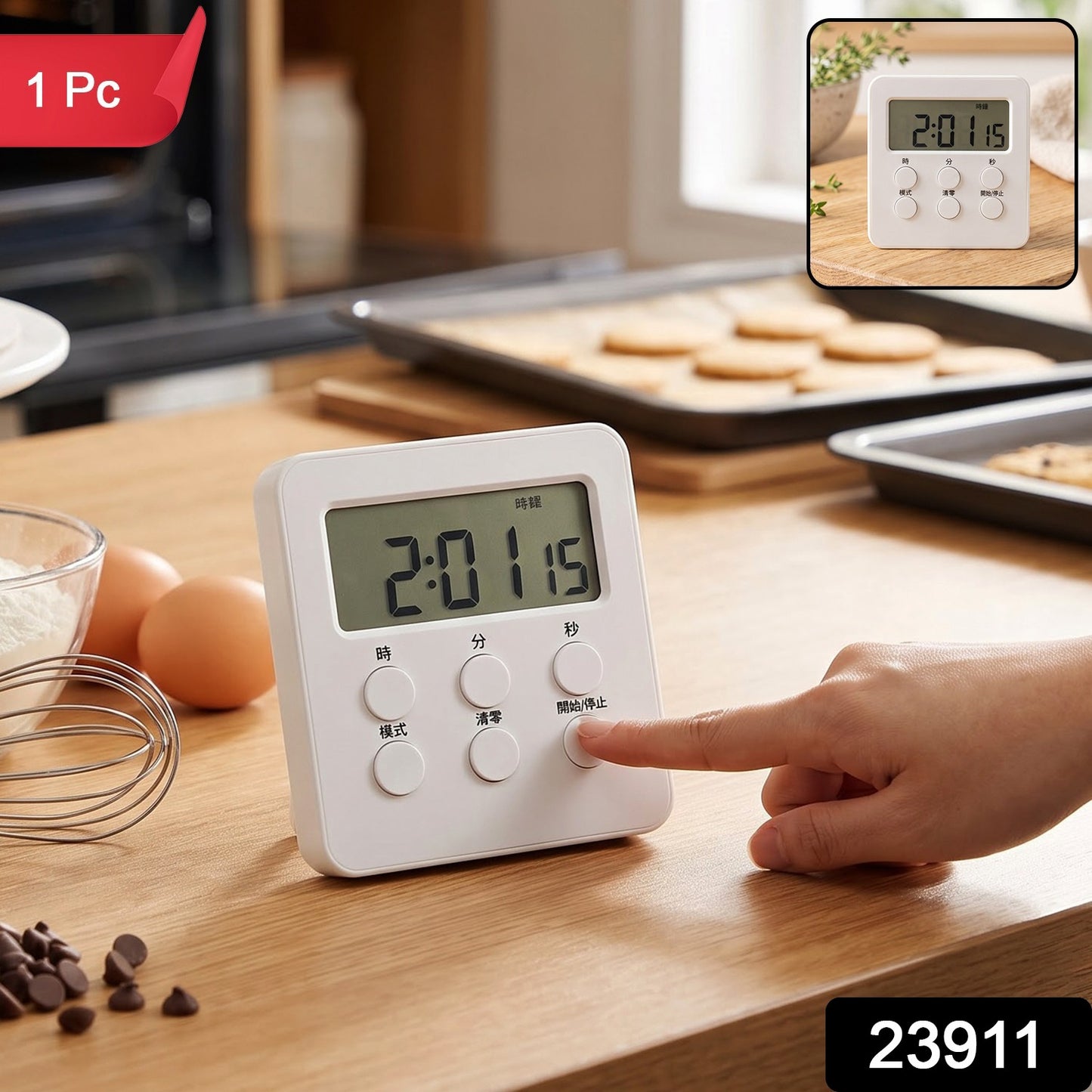 Digital Kitchen Timer Machine with Large LCD Display Alarm for Cooking and Baking