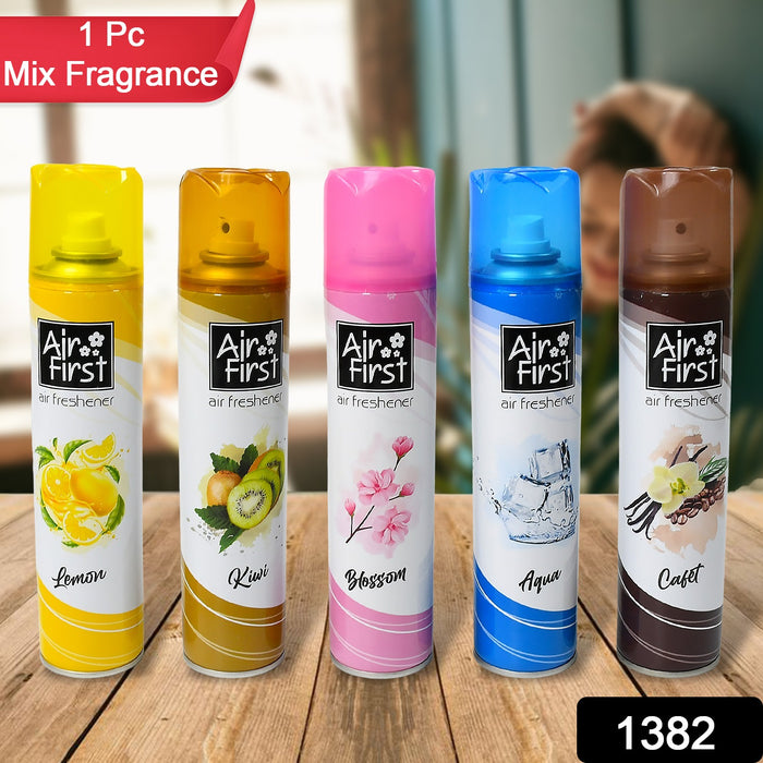 1382 Air Freshener  | Used In Office, Home, Hotels, Banquets, Carpet Etc, Room Spray Air Freshener, Mix Fragrance Lemon, Kiwi, Blossom, Aqua, Cafet (300 Ml Approx / 1 Pc)