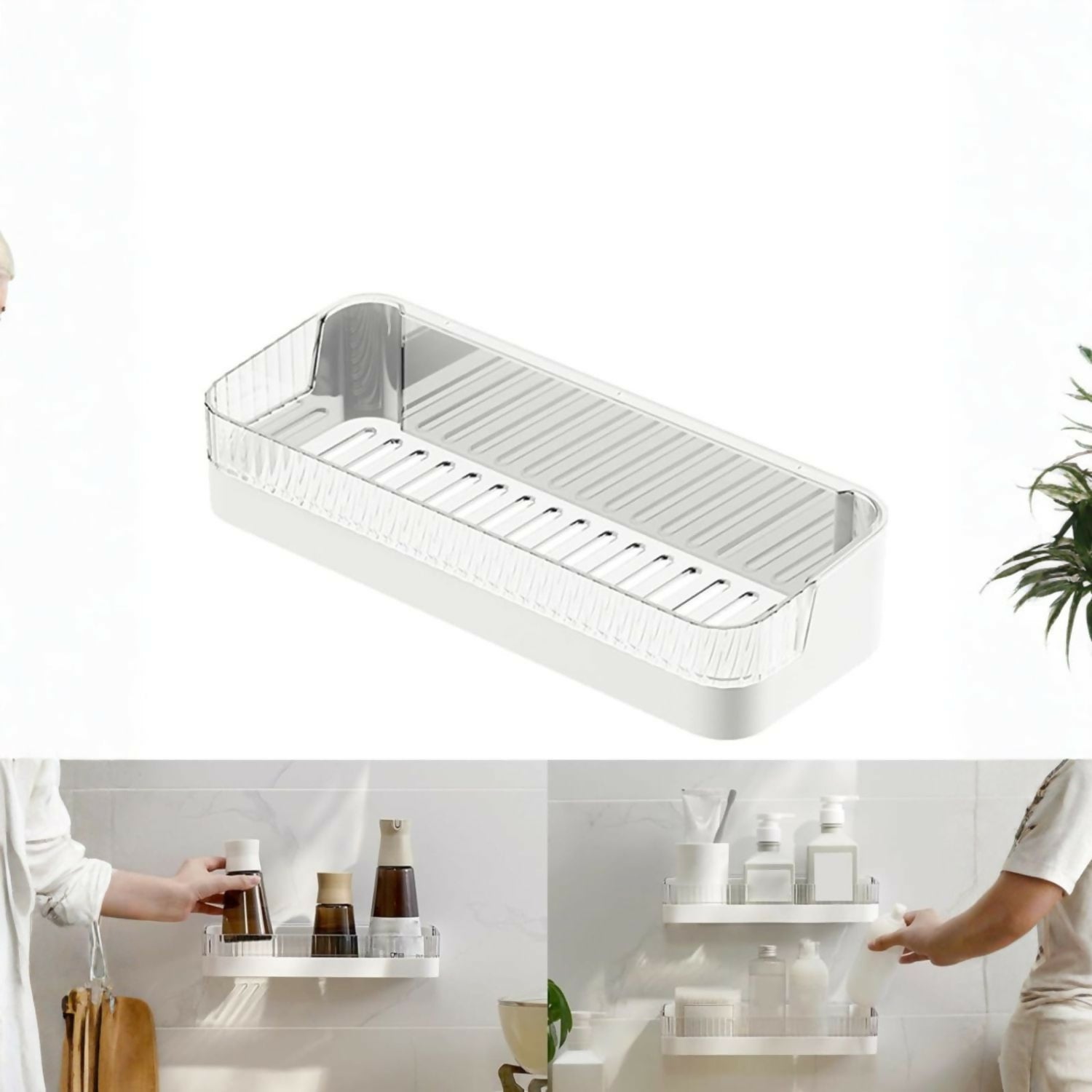 Wall mounted bathroom and kitchen storage rack organizer
