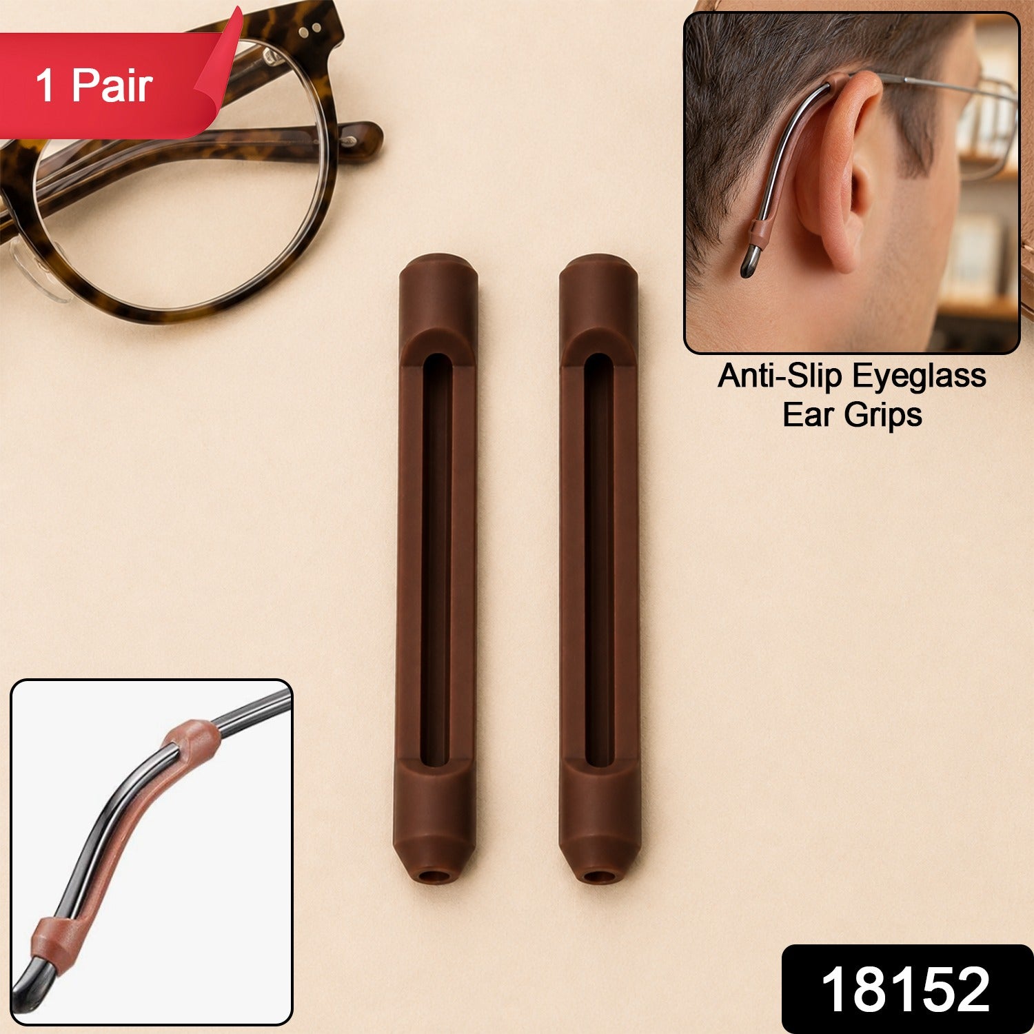 Silicone Ear Hooks for Goggles Anti Slip Spectacle Grips (1 Pair)