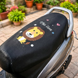 Scooter Seat Cover with Cartoon Lion Print and Elastic Fitting Edge (1 Pc)