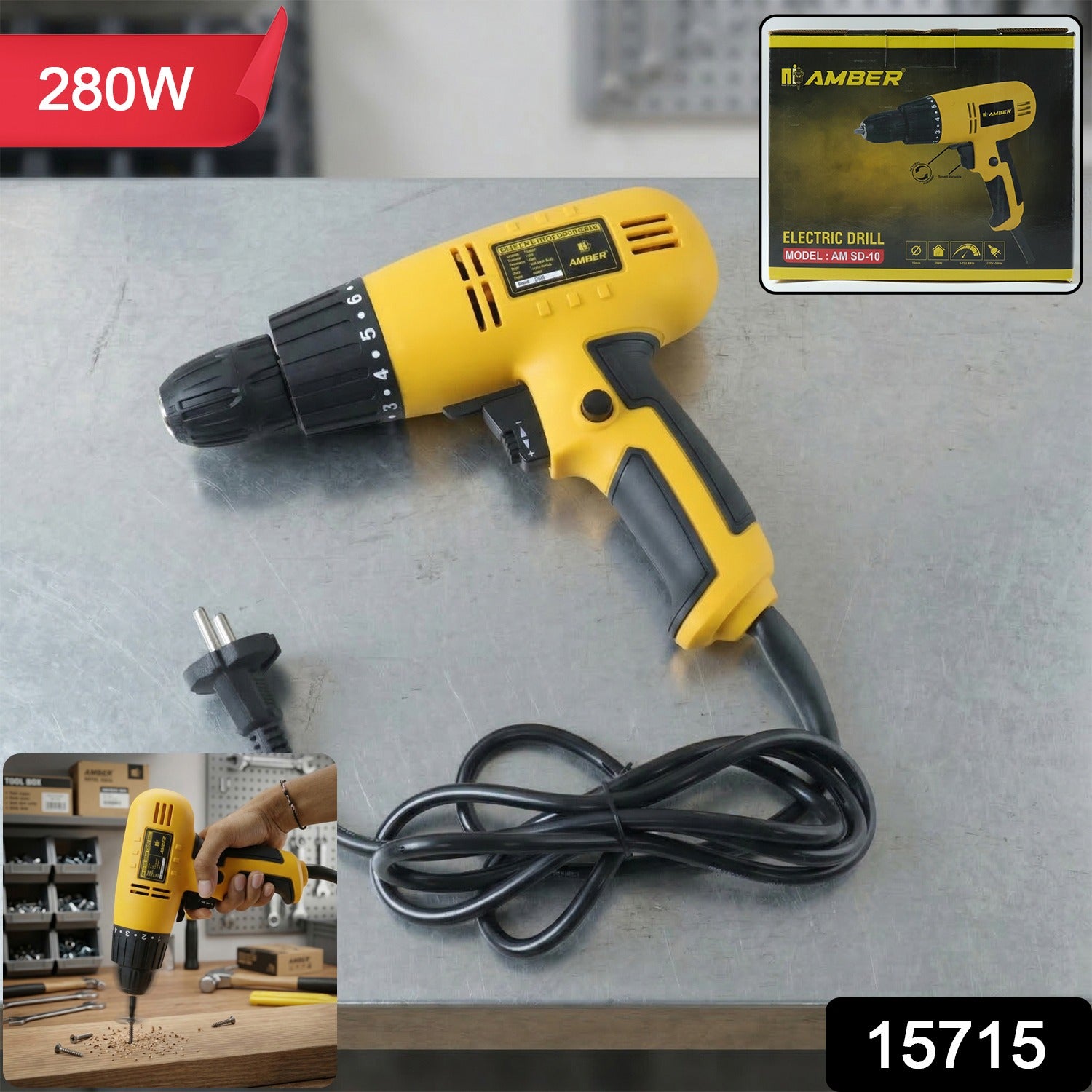 Handheld drilling power tool for construction