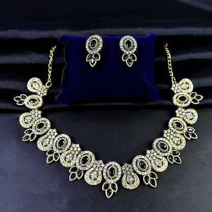 Necklace Set Black & White Diamond