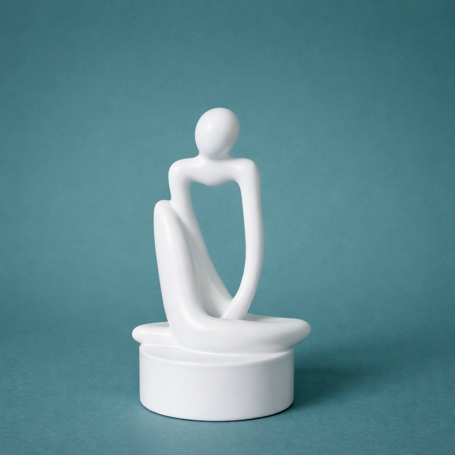 Abstract Sitting Man poly-resin Sculpture Modern White Home Decor Showpiece