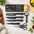 6 in 1 Kitchen Knife Set with Scissors and Peeler for Daily Cooking (6 Pc Set)