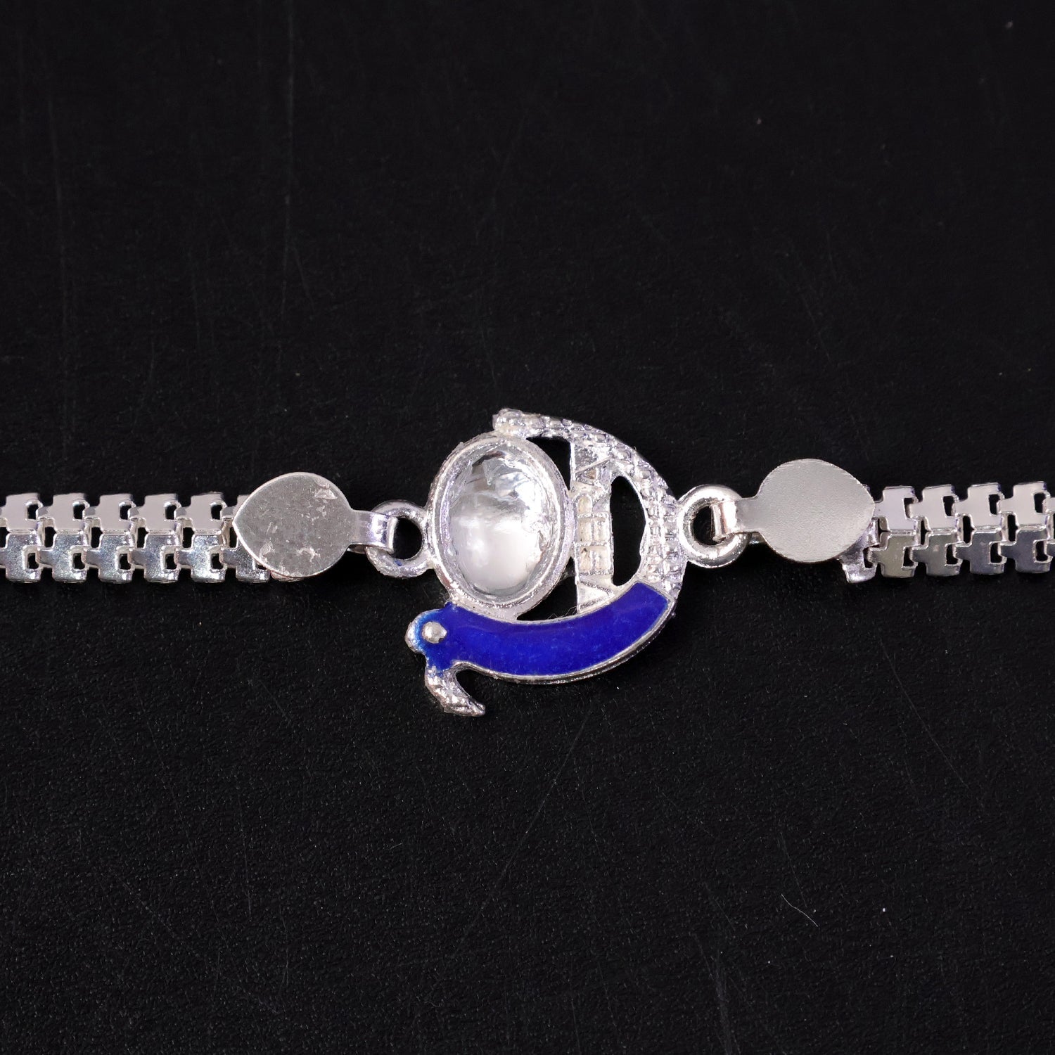 Peacock Rakhi Blue Enamel Silver Design for Brothers (10pcs)