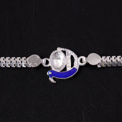 Peacock Rakhi Blue Enamel Silver Design for Brothers (10pcs)