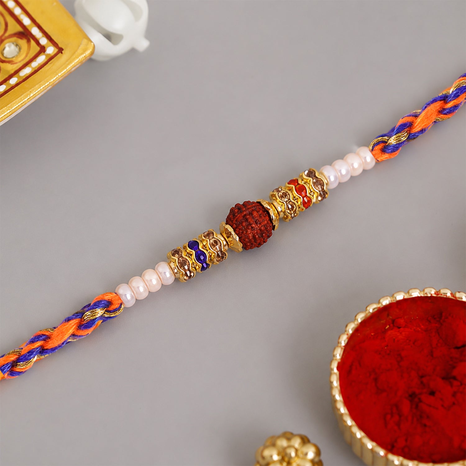 American Diamond Style Rakhi with Sparkling Stone Centre and Elegant Festive Shine