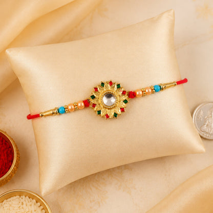Floral Mirror Rakhi Traditional Brother Gift for Raksha Bandhan (5pcs)