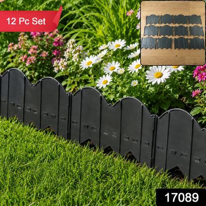 Decorative Plastic Garden Lawn Edging Border Set for Flower Beds & Yard (12 Pcs)