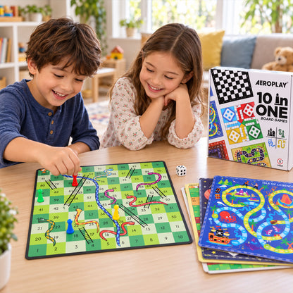 10 in 1 Board Games Set with Ludo, Chess and Snakes and Ladders (10 in 1)