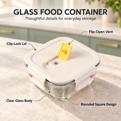 Borosilicate Glass Food Storage Container with Clip-Lock Lid (320 ml, 1 Pc)