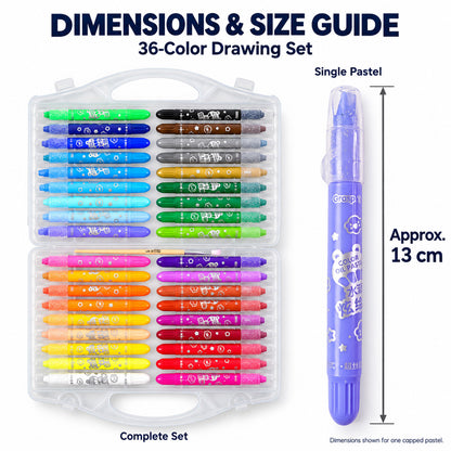 Water-Soluble Twist-Up Colour Crayons with Brush and Carry Case (36 Pc)