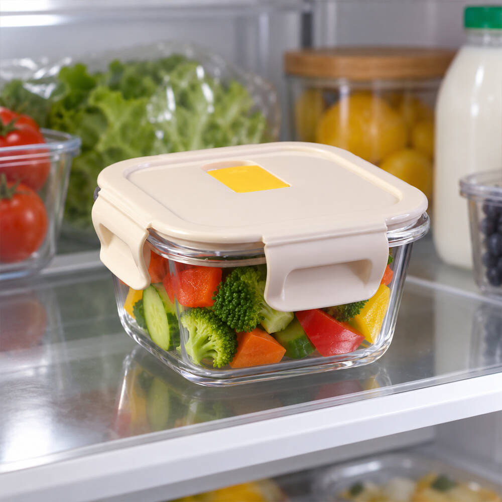 Borosilicate Glass Food Storage Container with Clip-Lock Lid (320 ml, 1 Pc)
