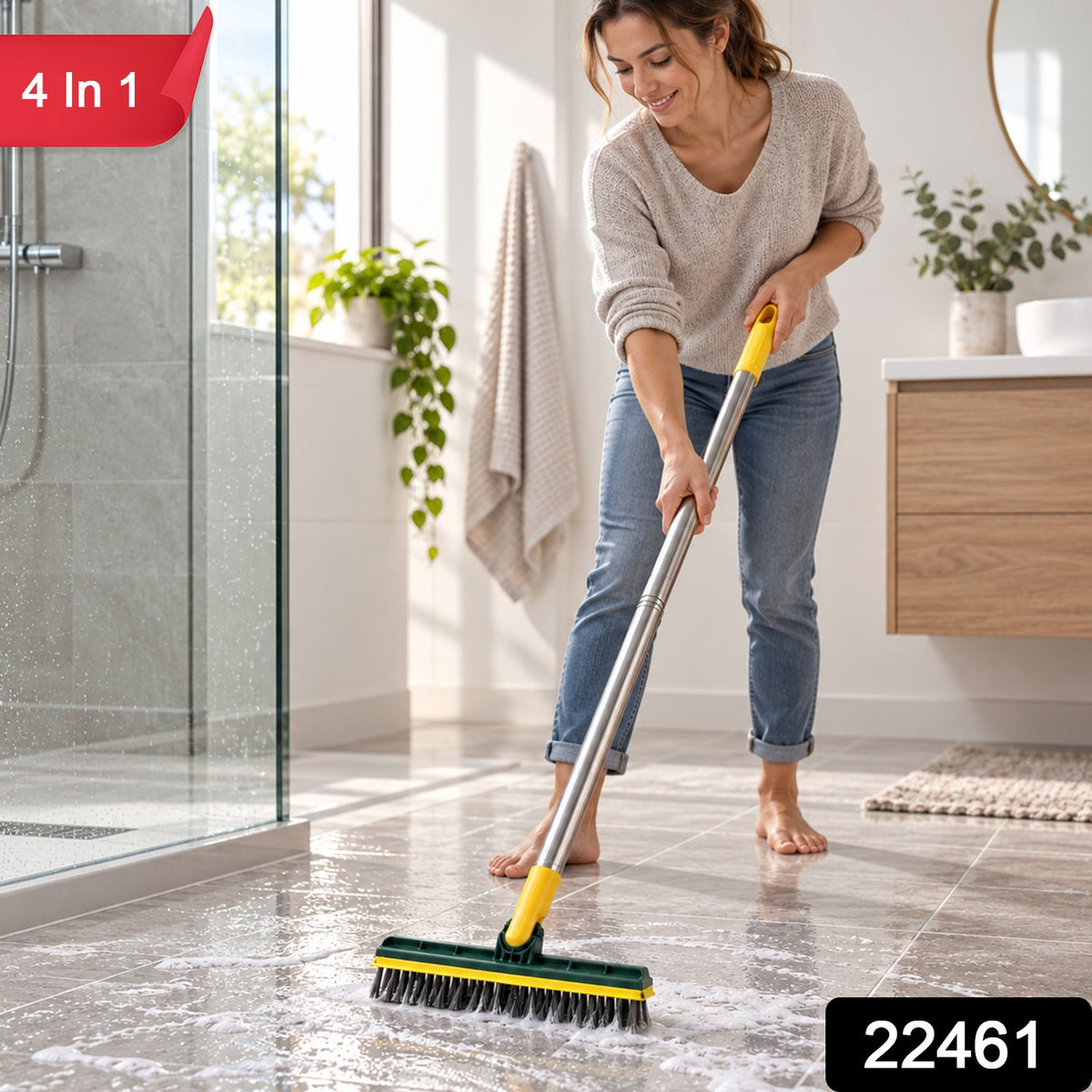 Lightweight 2 in 1 Floor Scrub Brush with Wiper for Women, Easy Cleaning (1 Pc)