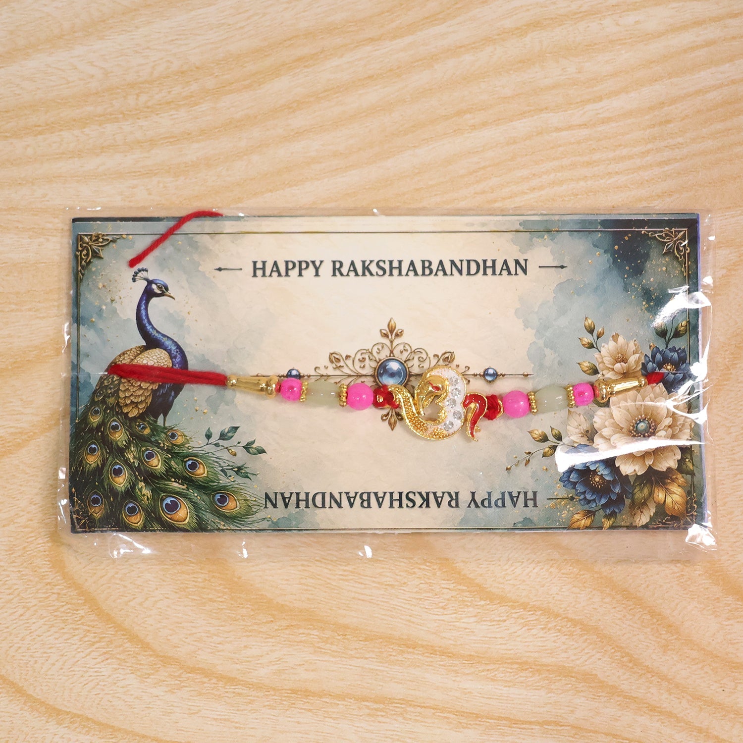 Om Charm Beaded Rakhi Traditional Design for Brother (5pcs)