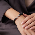 Matte Black Beaded Dumbbell Bracelet for Men and Women Fitness Style Accessory