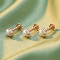 Rose Gold Pearl Nosepin Stud Flat Back Piercing for women and girls Combo Pack of 3
