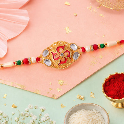 Swastik Designer Rakhi with Pearls for Raksha Bandhan Special (10pcs)