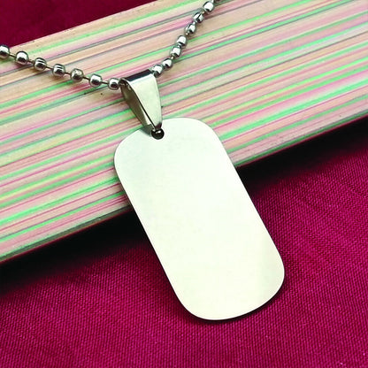Rectangle Steel Chain Pendant For Men