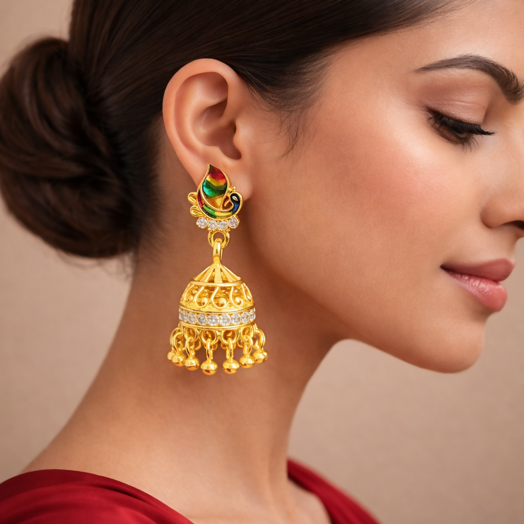 Traditional Indian Peacock Design Earrings