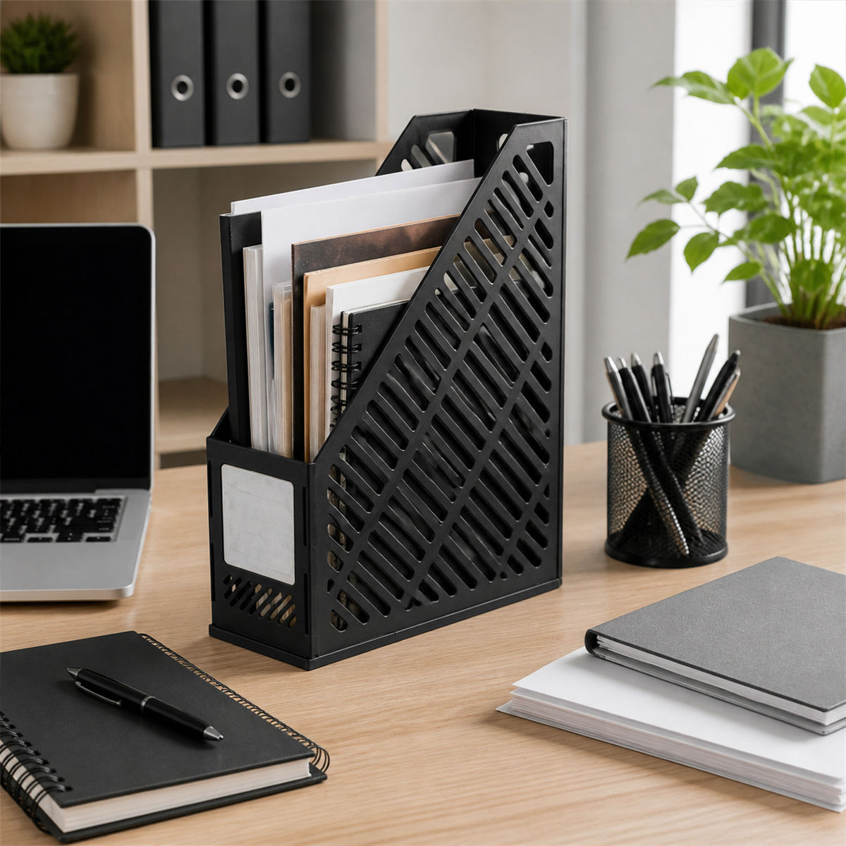 Lightweight plastic magazine and file stand for office or school use