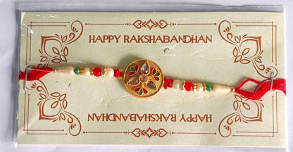 Kalash Rakhi Sacred Design with Embellished Beads & Red Thread (10pcs)